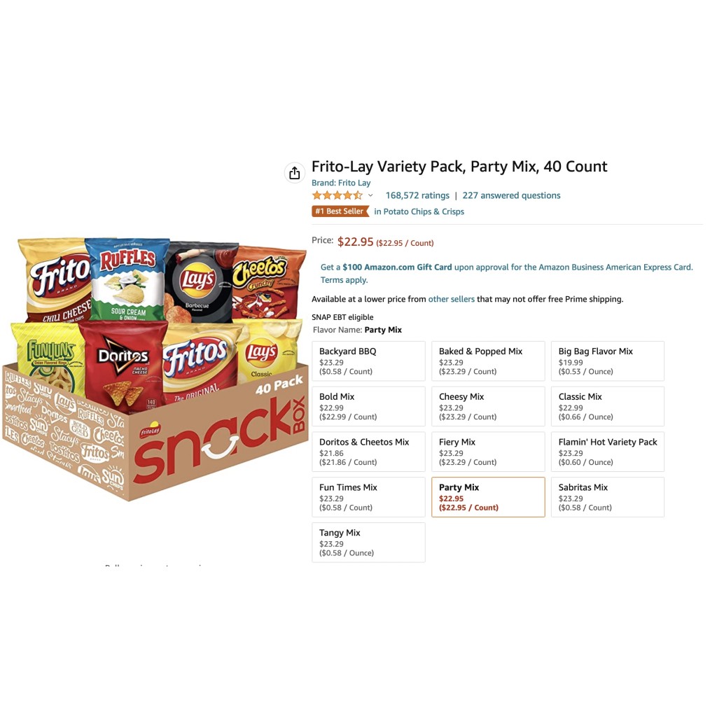 Frito Lay Variety Pack Party Mix Count